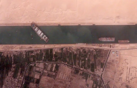 Ever Giver Nava cargo blocată canalul suez poze satelit google